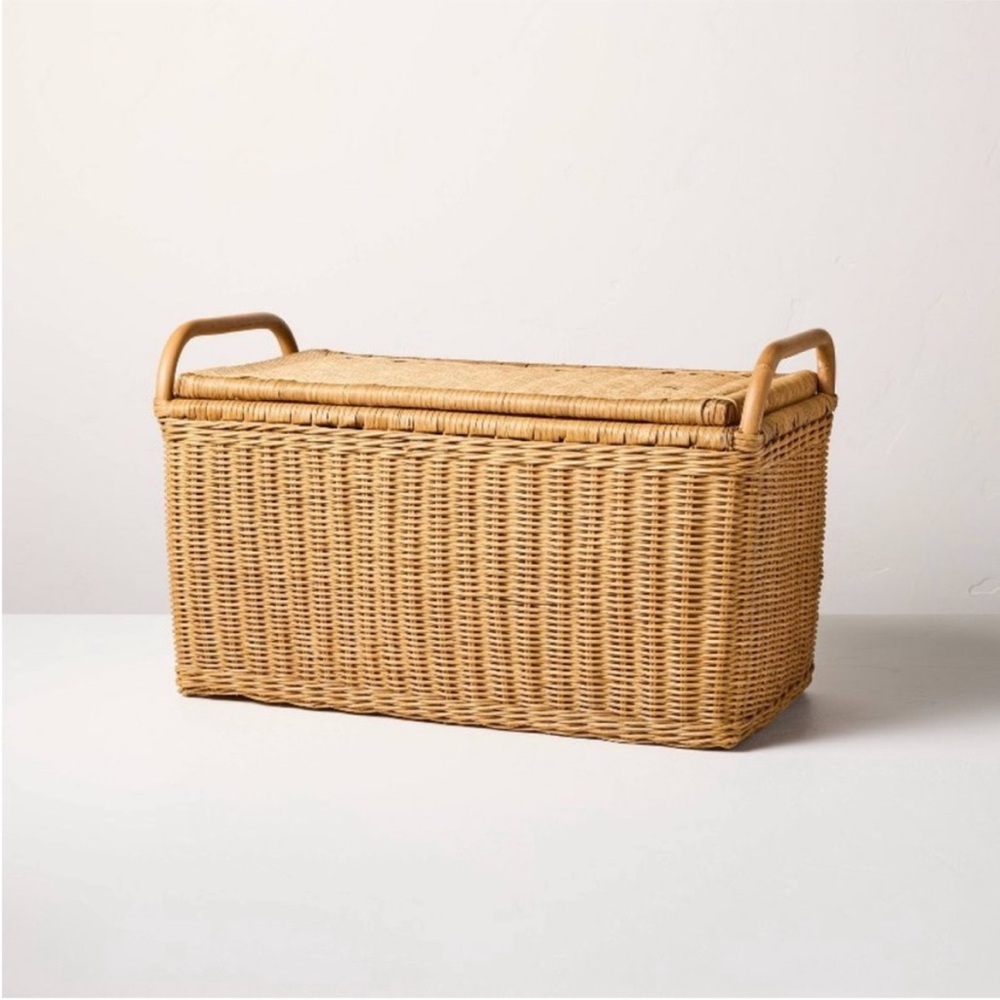 Large Rattan Storage Basket with Lid - Hearth & Hand™ with Magnolia